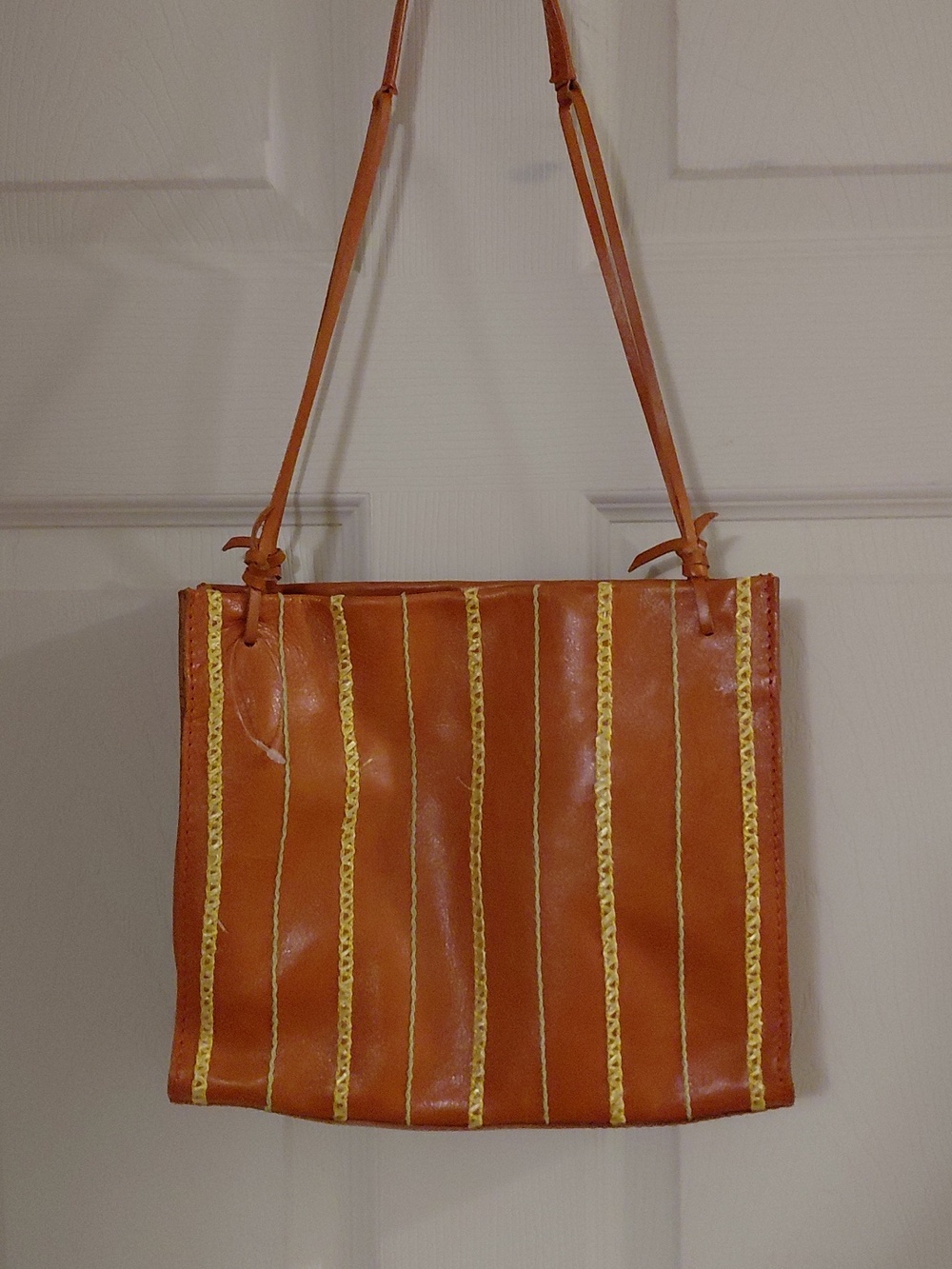 NWT Coccinelle Italian Leather Bag, Shoulder Strap, Snap Closure Orange & Yellow